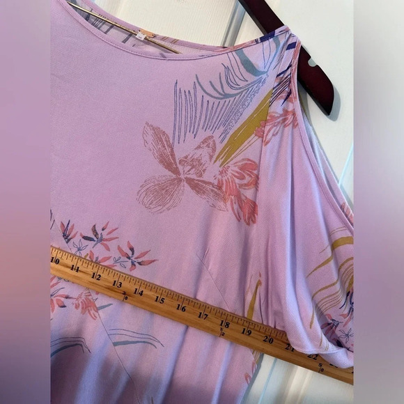 FREE PEOPLE Clear Skies Lavender Floral Cold Shoulder Tunic Mini Dress XS Bell - Picture 8 of 12